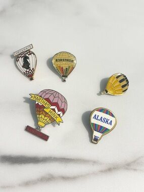 Vintage Hot Air Balloon Lapel Pins Set of 5 Checkmate Silverado Martha’s Mink